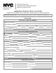 Document preview: Application: Hydrant Water Use Permit - New York City