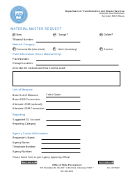 Document preview: Material Master Request - Arkansas
