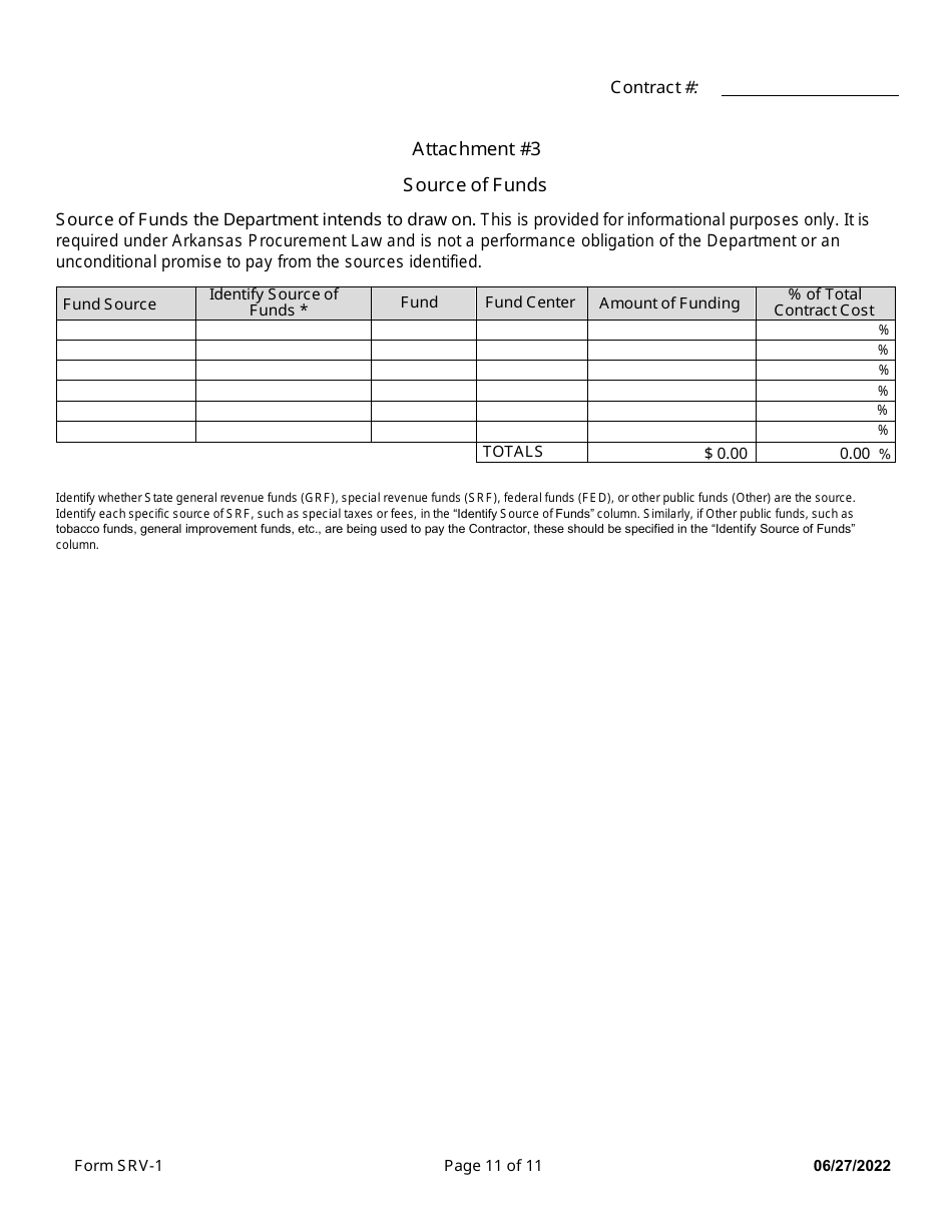 Form SRV-1 Services Contract - Arkansas, Page 11