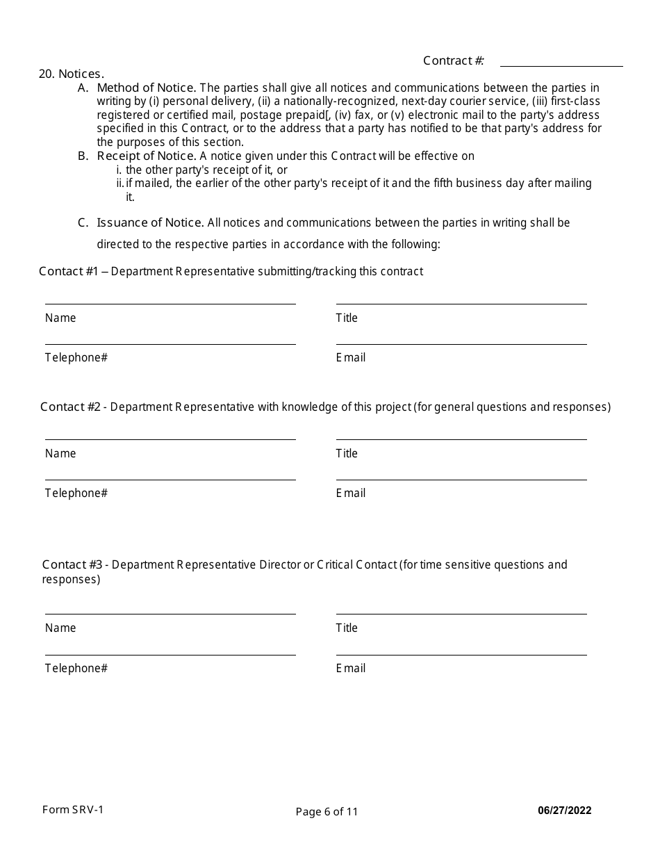 Form SRV-1 Services Contract - Arkansas, Page 6