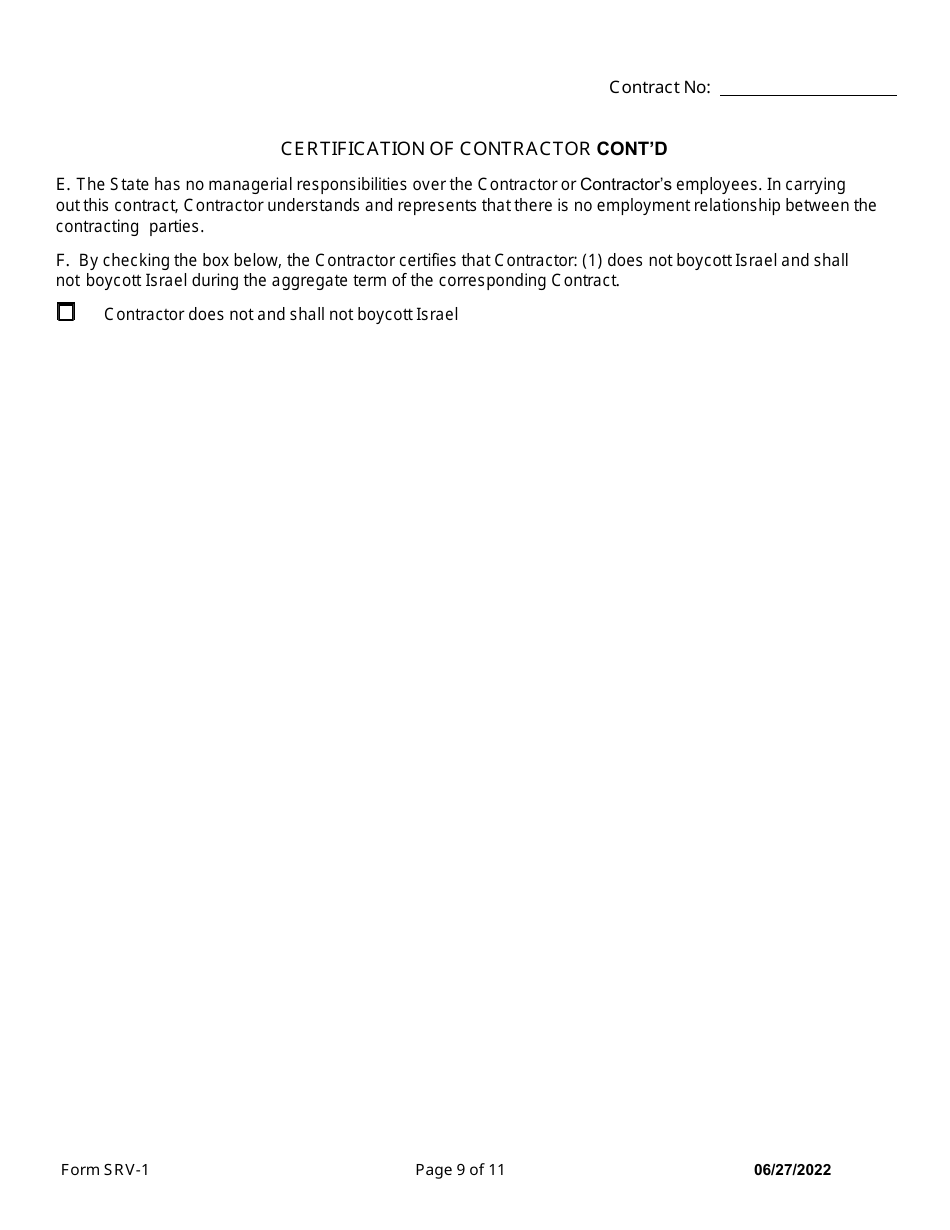Form SRV-1 Services Contract - Arkansas, Page 9