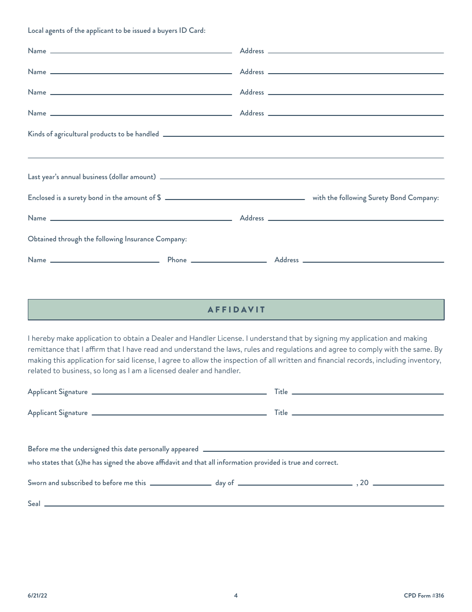 CPD Form 316 Fill Out, Sign Online and Download Printable PDF, South Carolina Templateroller