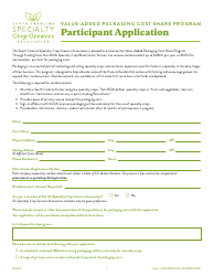 Participant Application - Value-Added Packaging Cost Share Program - South Carolina