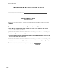 Document preview: Checklist for Adult Household Members - Virginia