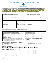 Document preview: Child Care Subsidy Program Vendor Application - Virginia