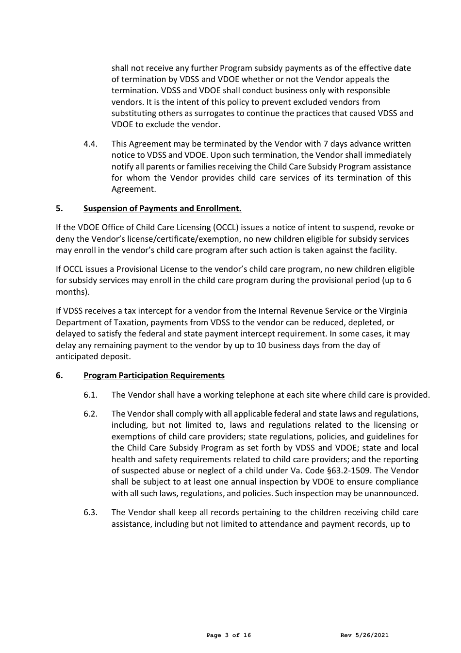 Virginia Child Care Center Vendor Agreement Child Care Subsidy Virginia Child Care Center Vendor Agreement Child Care Subsidy