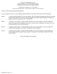 Form DT-11 Teachers&#039; Retirement System Application for Service Retirement and the Deferred Retirement Option Program (Drop) - Florida, Page 3