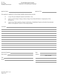 Form FR-13A Statement of Disability by Employer - Florida, Page 2