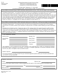 Document preview: Form FR-23 Notification of Reemployment for Suspension of Retirement Benefits - Florida