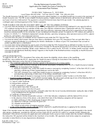 Form HIS-IP Application for Health Insurance Subsidy for Investment Plan Retirees - Florida