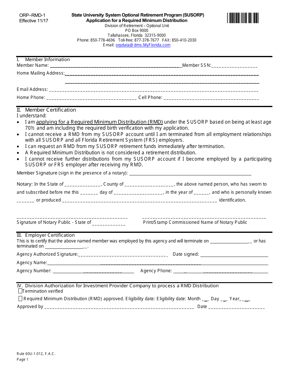 Form ORP-RMD-1 - Fill Out, Sign Online and Download Fillable PDF ...