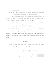 Document preview: Power of Attorney Affidavit for Physicians - Florida