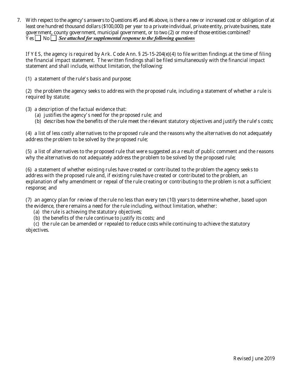 Financial Impact Statement - Arkansas, Page 3