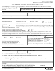 Form ESDC SDE0031 &quot;Part-Time Student Grant and Loan Application&quot; - Canada, 2023