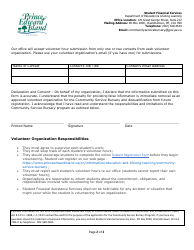 Volunteer Organization Registration Form for the Community Service Bursary Program - Prince Edward Island, Canada, Page 2