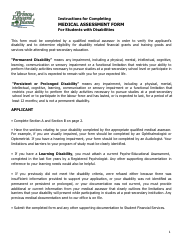 &quot;Medical Assessment Form for Students With Disabilities&quot; - Prince Edward Island, Canada
