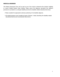 Medical Assessment Form for Students With Disabilities - Prince Edward Island, Canada, Page 2