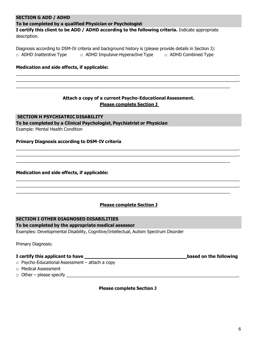 Medical Assessment Form for Students With Disabilities - Prince Edward Island, Canada, Page 6