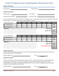 Covid-19 Special Leave Fund Employee Declaration Form - Prince Edward Island, Canada, Page 2