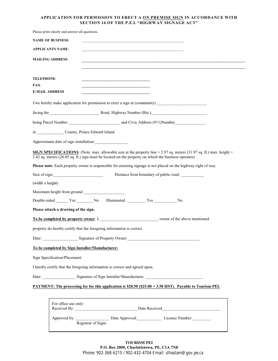 On Premise Signage Application - Prince Edward Island, Canada, Page 2