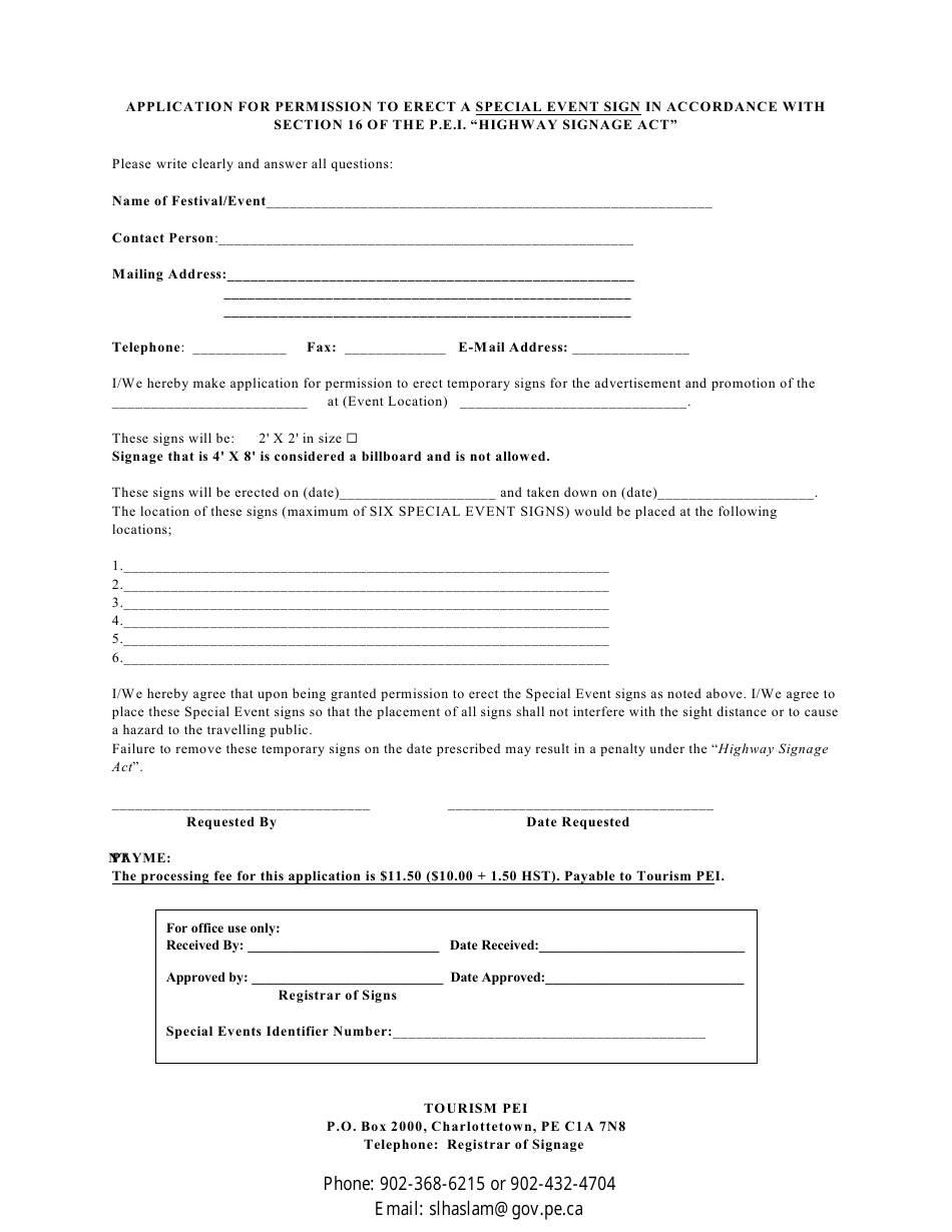 Special Event Signage Application - Prince Edward Island, Canada, Page 2