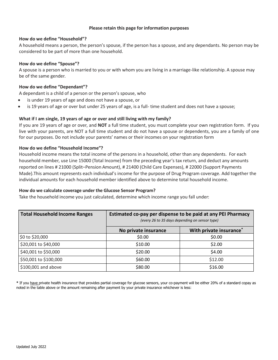 Initial Family Contribution Assessment and Release of Information - Pei Glucose Sensor Program - Prince Edward Island, Canada, Page 7