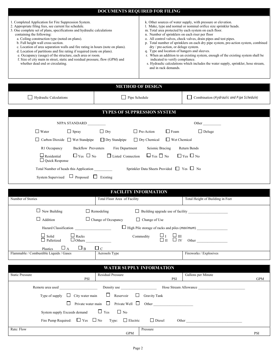 State Form 28354 Fire Suppression System Application - Indiana, Page 2