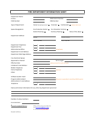 Document preview: Fire Department Information Sheet - Indiana