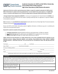 Document preview: Academic Evaluation for Hope and Zell Miller Scholarship Unaccredited Home Study Programs High School Equivalency (Hse) Diploma Recipients - Georgia (United States)