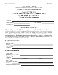 Document preview: Class 5, Type 5x13 Underground Injection Control (Uic) Reissuance Application for Coal Mines Slurry Injection - West Virginia