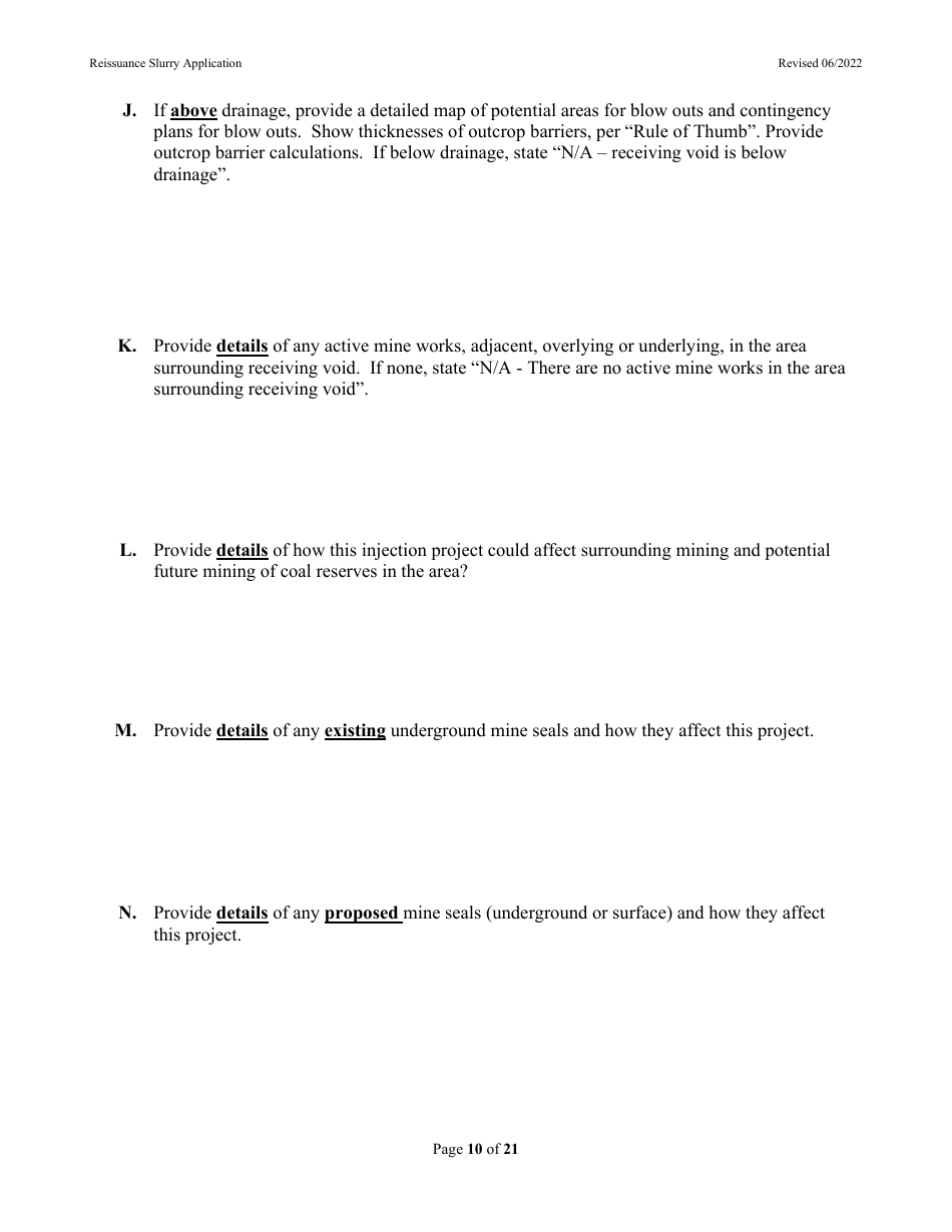Class 5, Type 5x13 Underground Injection Control (Uic) Reissuance Application for Coal Mines Slurry Injection - West Virginia, Page 10
