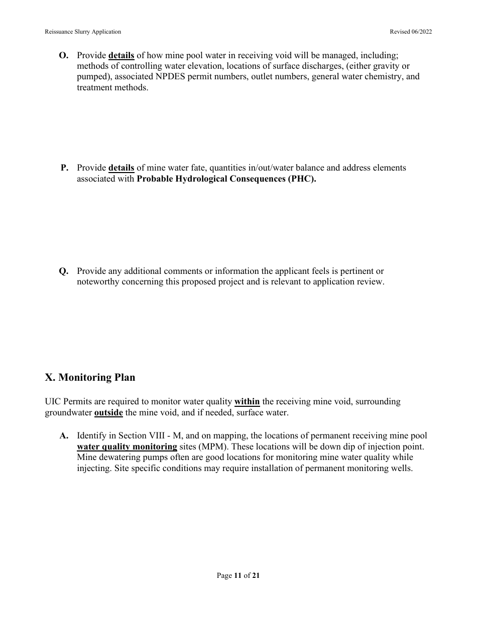 Class 5, Type 5x13 Underground Injection Control (Uic) Reissuance Application for Coal Mines Slurry Injection - West Virginia, Page 11