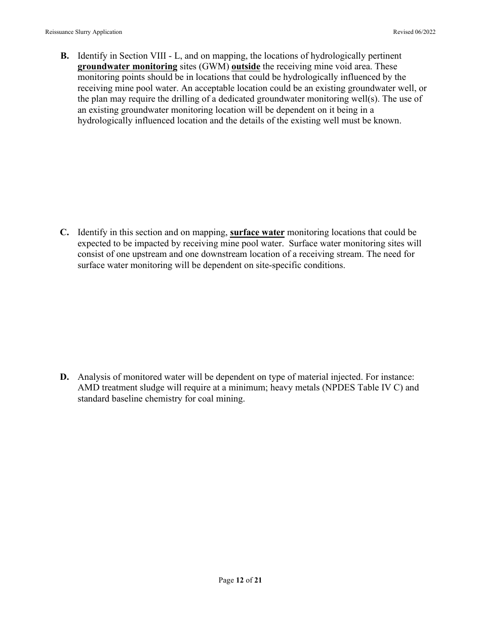 Class 5, Type 5x13 Underground Injection Control (Uic) Reissuance Application for Coal Mines Slurry Injection - West Virginia, Page 12