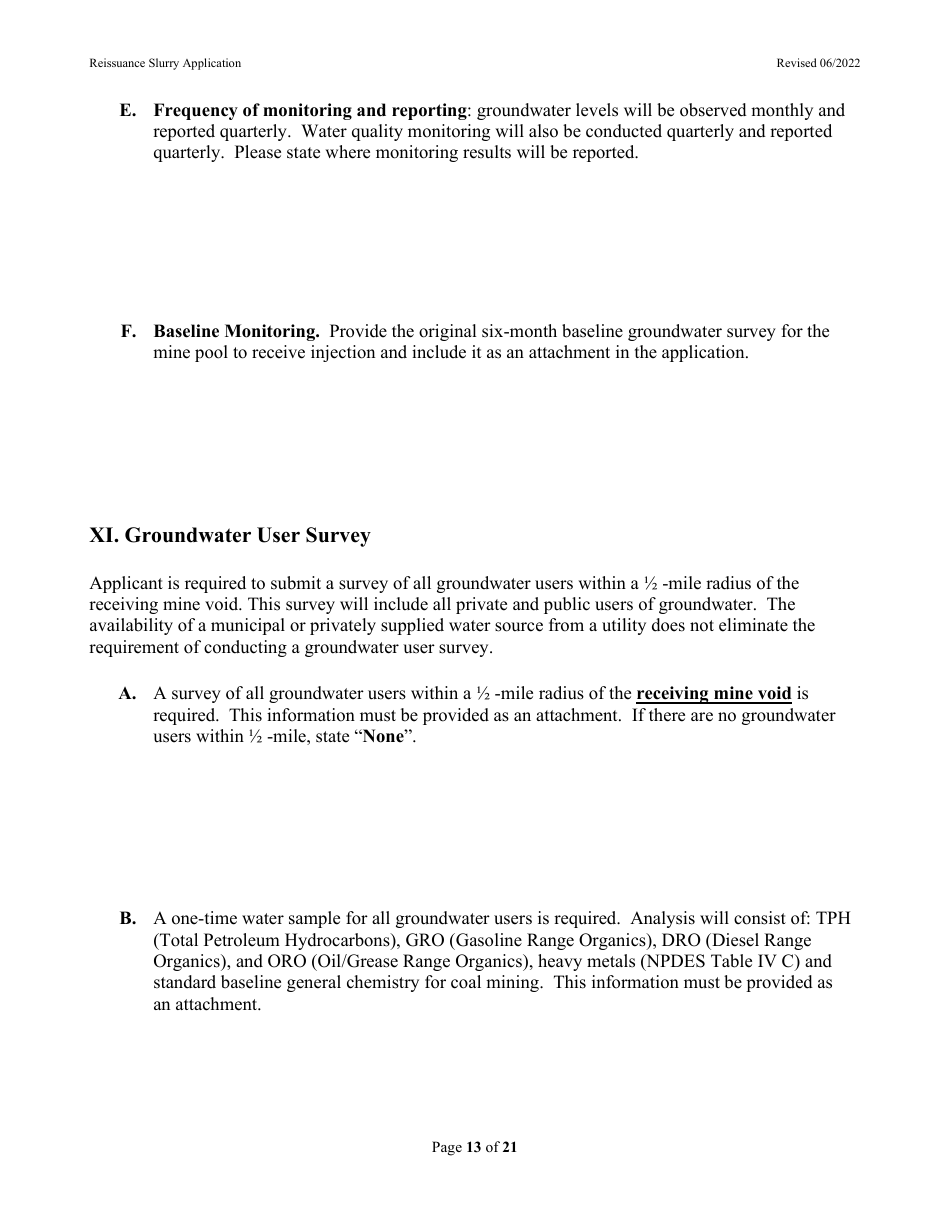 Class 5, Type 5x13 Underground Injection Control (Uic) Reissuance Application for Coal Mines Slurry Injection - West Virginia, Page 13