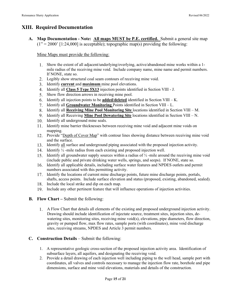 Class 5, Type 5x13 Underground Injection Control (Uic) Reissuance Application for Coal Mines Slurry Injection - West Virginia, Page 15