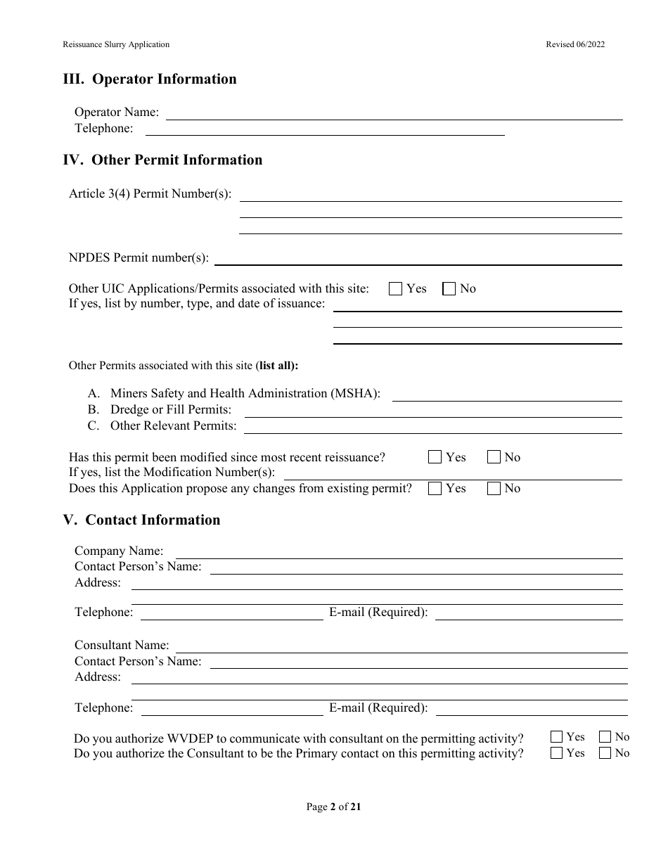 Class 5, Type 5x13 Underground Injection Control (Uic) Reissuance Application for Coal Mines Slurry Injection - West Virginia, Page 2