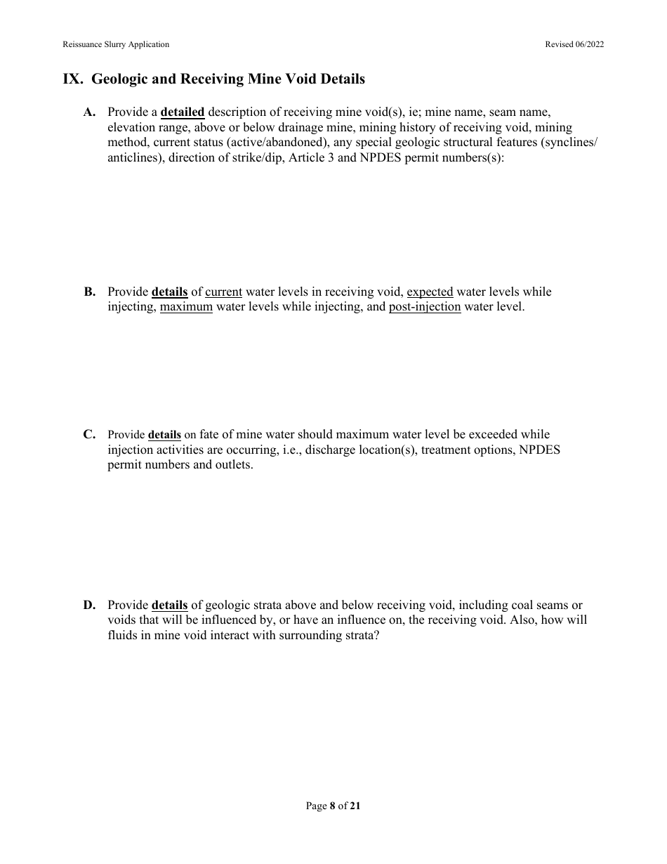 Class 5, Type 5x13 Underground Injection Control (Uic) Reissuance Application for Coal Mines Slurry Injection - West Virginia, Page 8