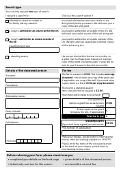 Form PA1S Postal Search of the Probate Records of England and Wales - United Kingdom, Page 2