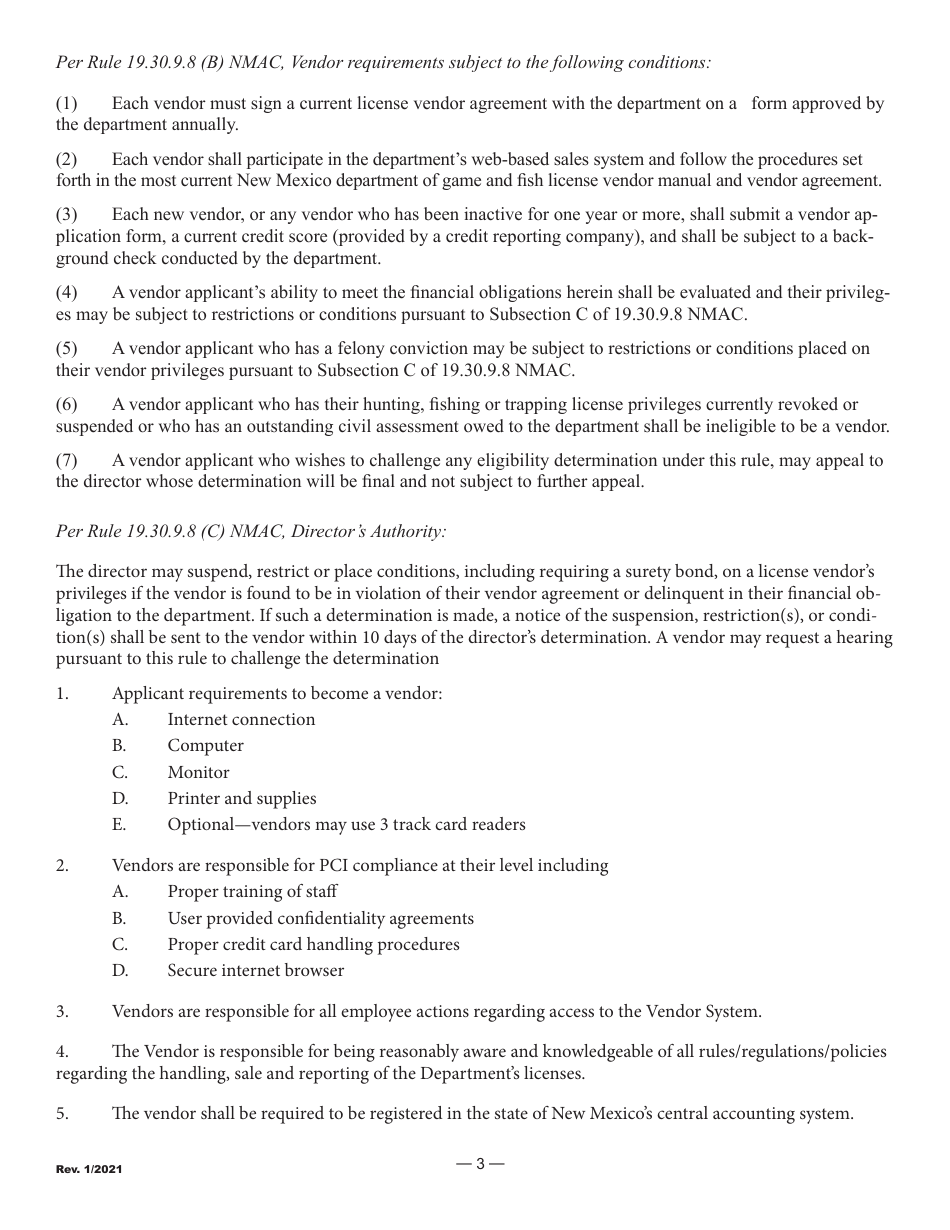 License Vendor Application - New Mexico, Page 3