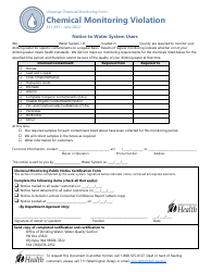 Document preview: DOH Form 331-691 Universal Chemical Monitoring Violation Form - Washington