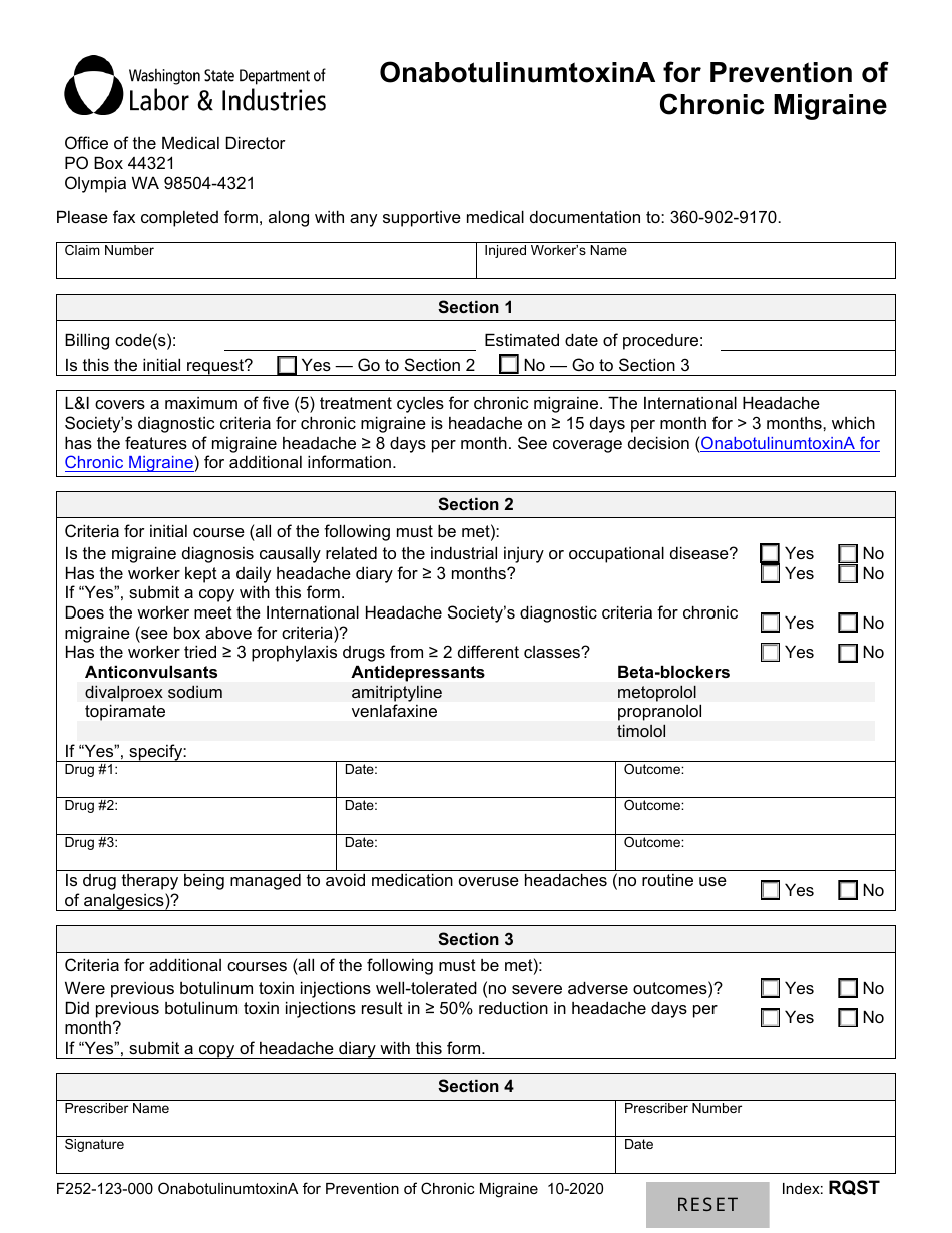 Form F252-123-000 Download Fillable PDF or Fill Online ...