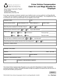 Document preview: Form F800-109-000 Crime Victims Compensation Claim for Lost Wage Benefits for Employer - Washington