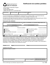 Formulario F800-123-999 Notificacion De Sueldos Perdidos - Washington (Spanish)
