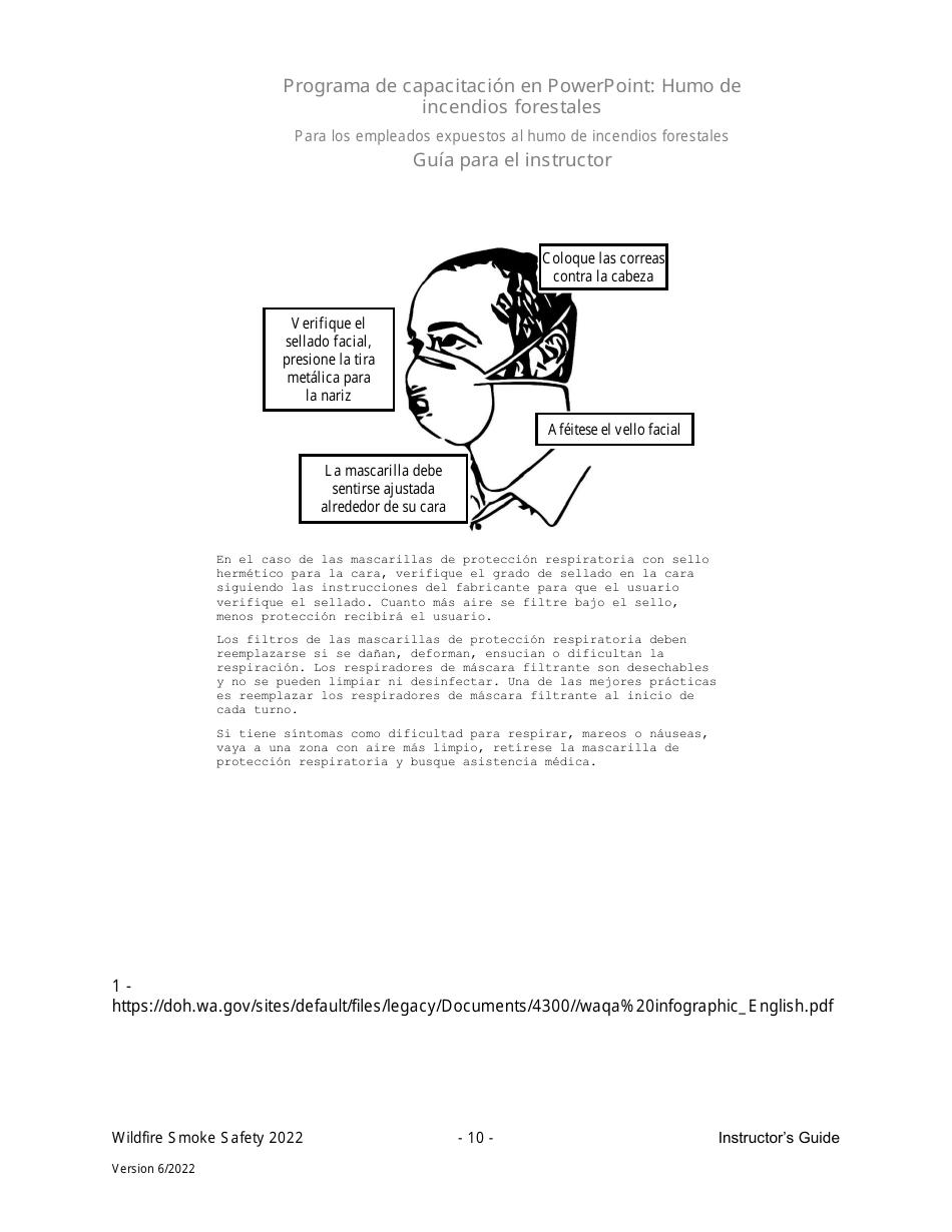 Guia Para El Instructor - Programa De Capacitacion En Powerpoint: Humo De Incendios Forestales Para Los Empleados Expuestos Al Humo De Incendios Forestales En El Trabajo - Washington (Spanish), Page 10