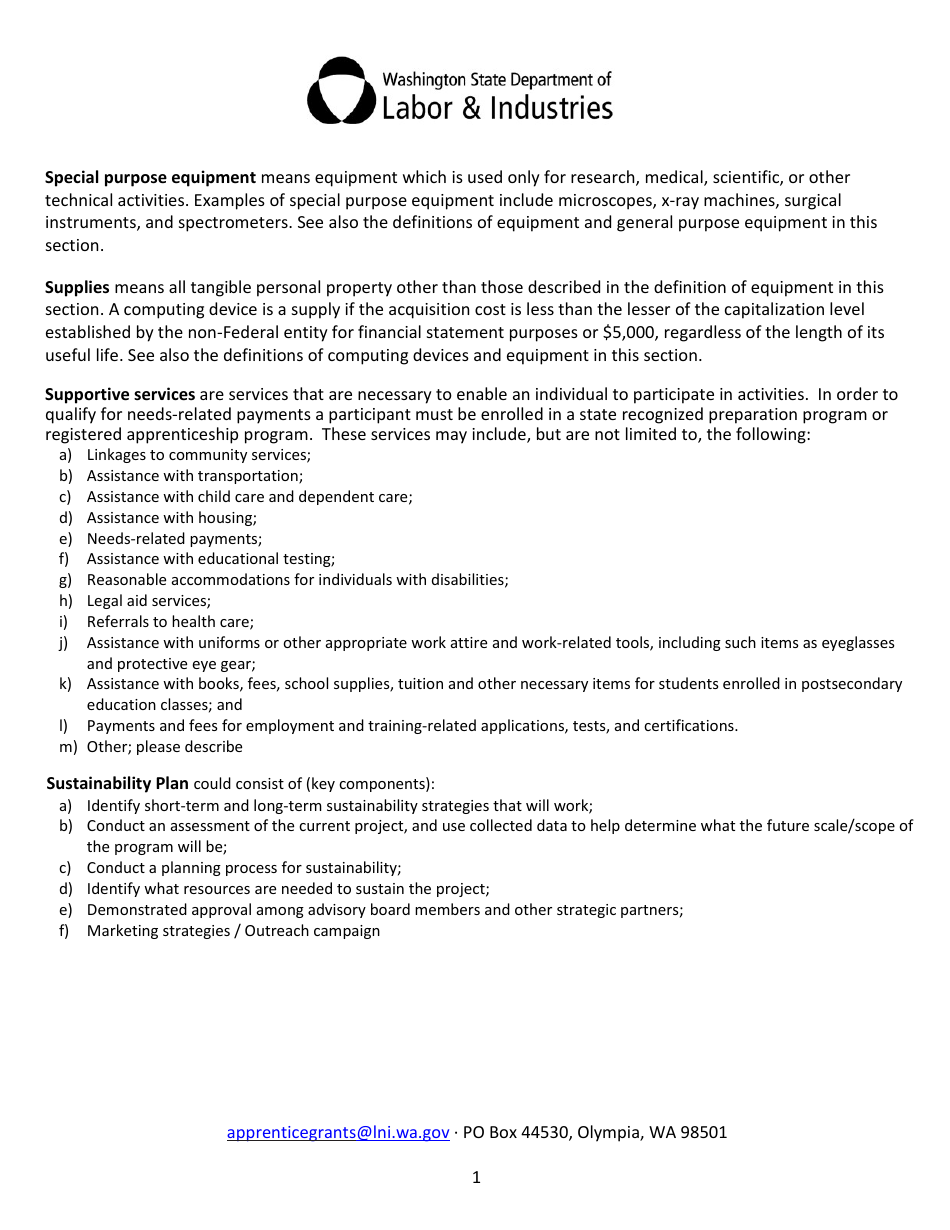 Apprenticeship State Grant Application - Washington, Page 11