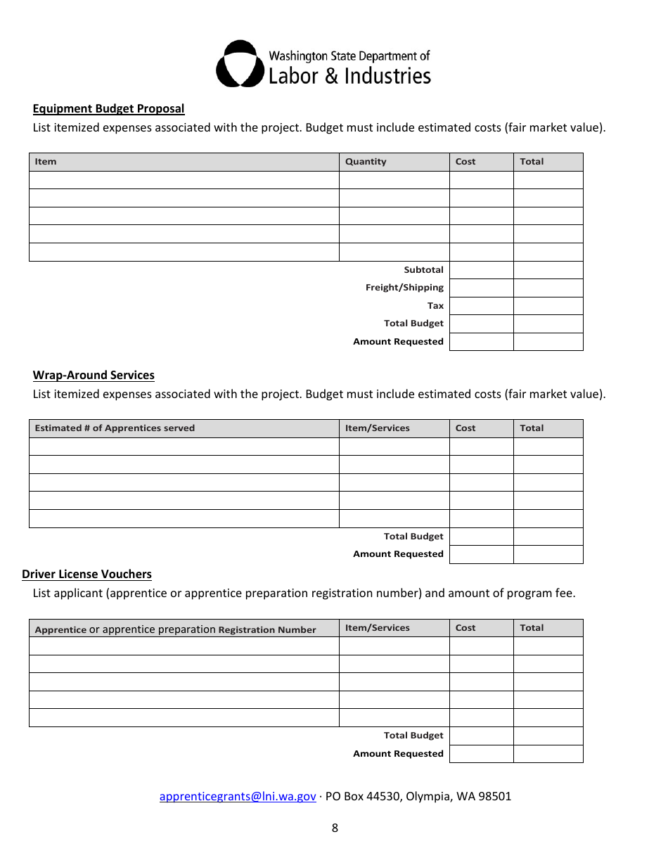 Apprenticeship State Grant Application - Washington, Page 8