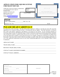 Document preview: Form 100 Application for Liquor License - Retail - Nebraska