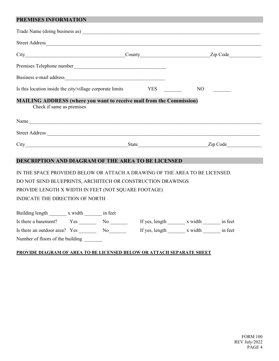 Form 100 Application for Liquor License - Retail - Nebraska, Page 4