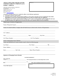 Form 102 (3B) Application for Liquor License Limited Liability Company (LLC) - Nebraska