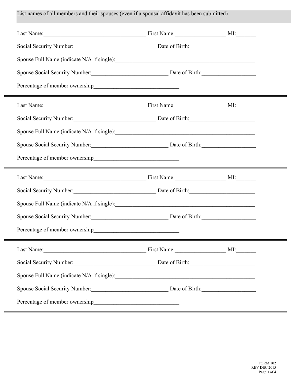 Form 102 (3B) Application for Liquor License Limited Liability Company (LLC) - Nebraska, Page 3